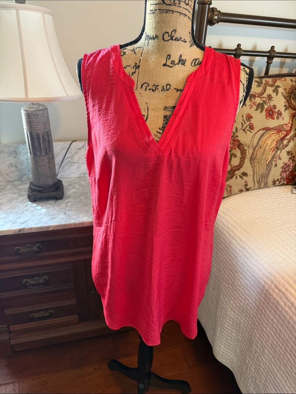 CAbi Sleeveless V-Neck Tunic in Bright Pink